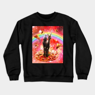 Space Owl Riding Alpaca Unicorn - Pizza & Taco Crewneck Sweatshirt